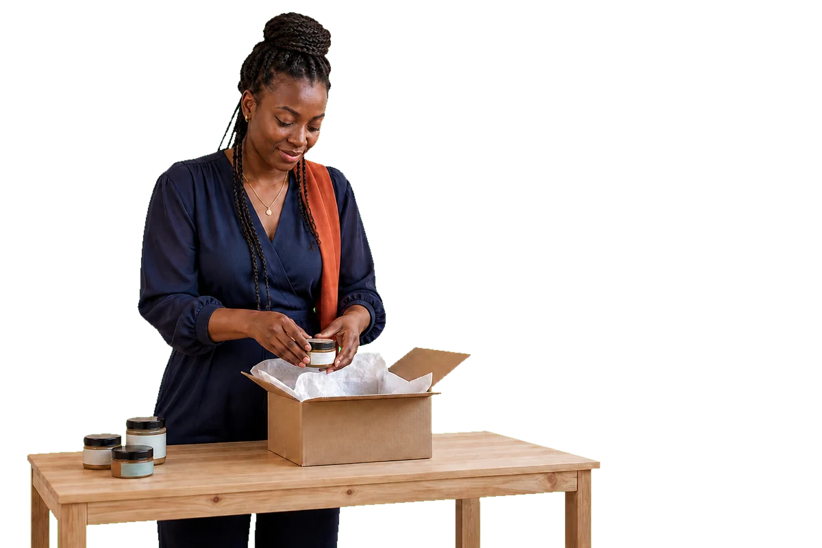 Commerçante congolaise préparant une commande